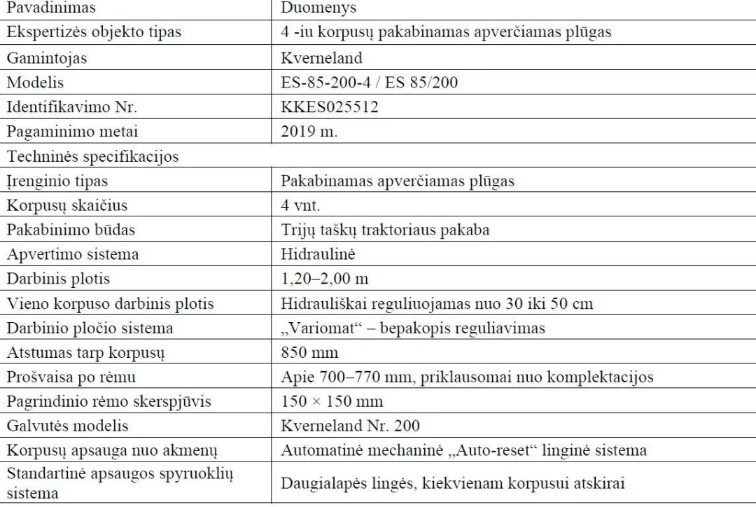 Kverneland ES-85-200-4 keturių korpusų pakabinamas apverčiamas plūgas, 2019 m.