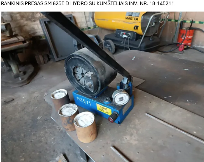 Parduodamas rankinis presas SM 625 E D-Hydro su kumšteliais