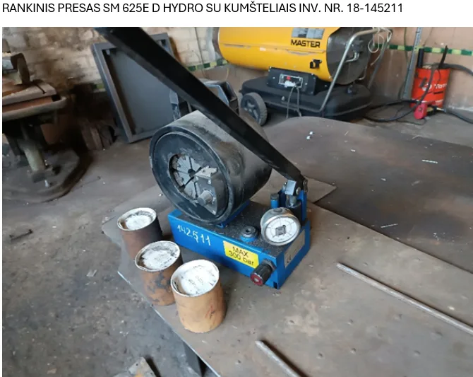 Parduodamas rankinis presas SM 625 E D-Hydro su kumšteliais